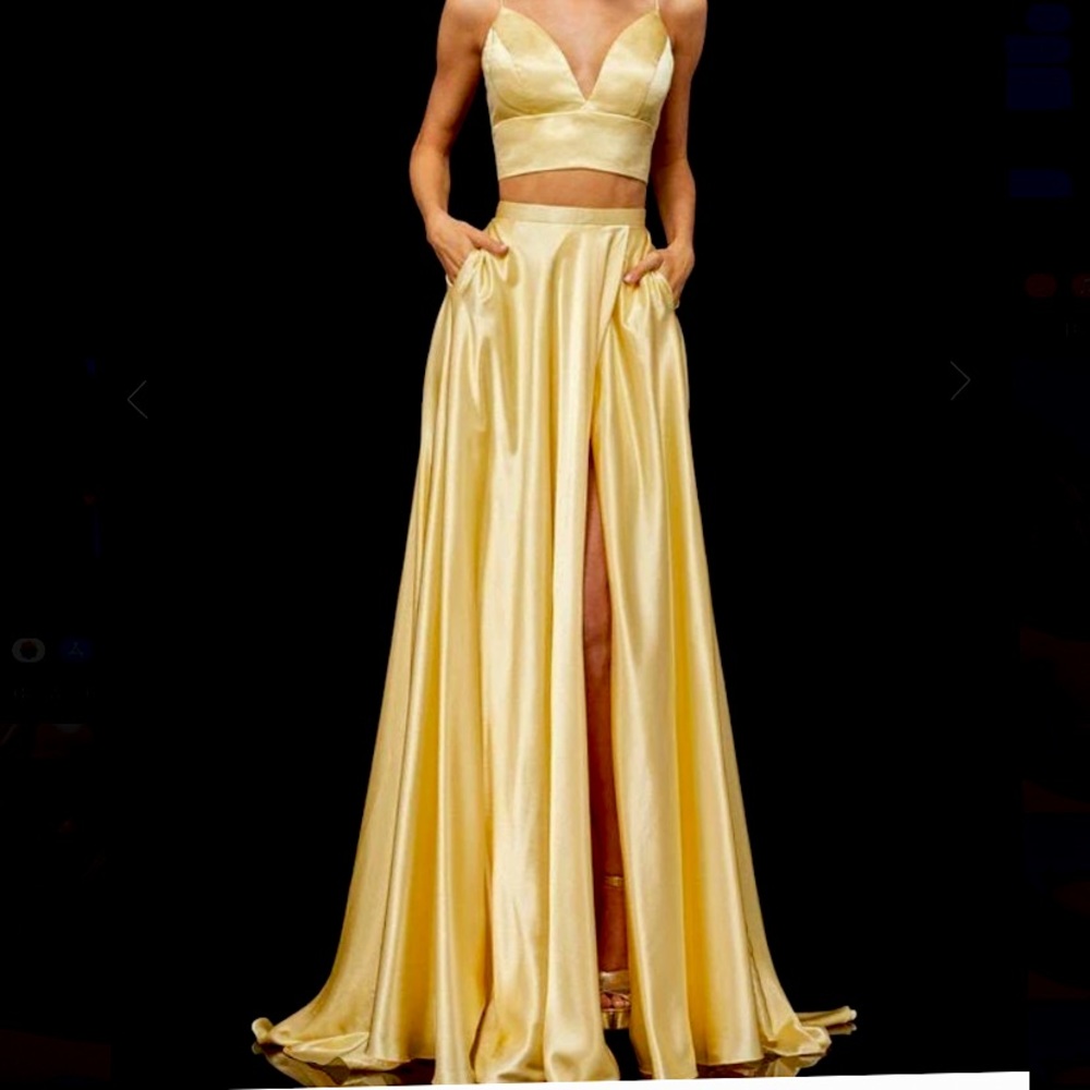 yellow sherri hill beautiful prom dress